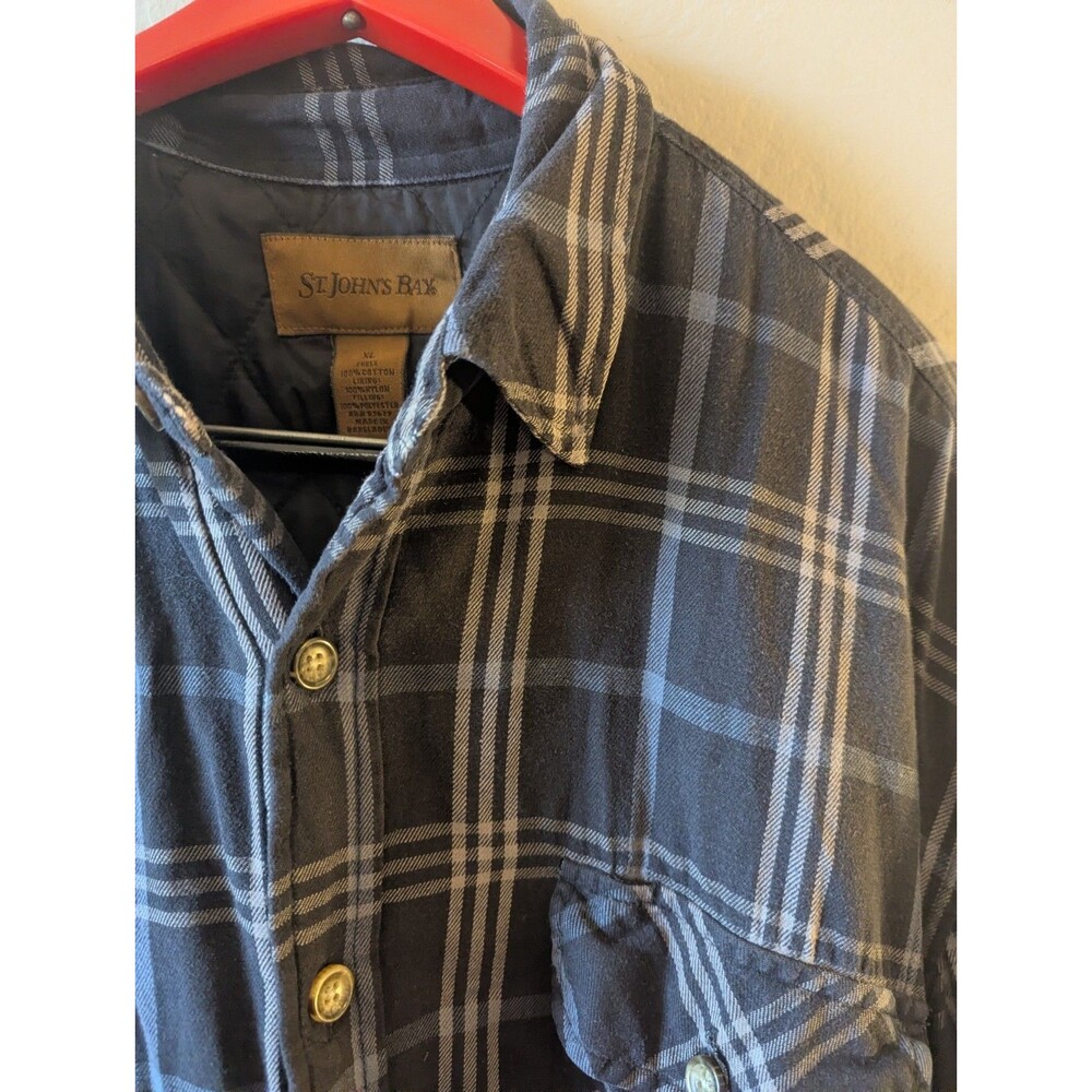 St. Johns Bay Mens Quilt Lined Flannel Shirt Jacket Size XL Plaid Shacket